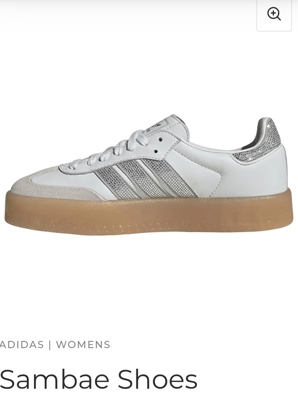 adidas Womens Sneakers in White and Silver with Gum Sole
